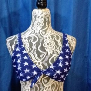 Xhilaration Blue with stars bikini TOP